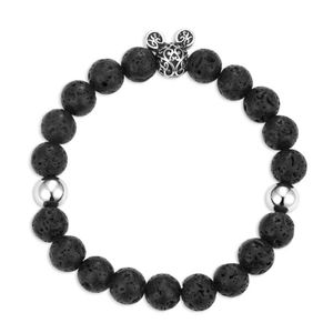 Disney Mickey Mouse Icon Black Lava Beads Bracelet